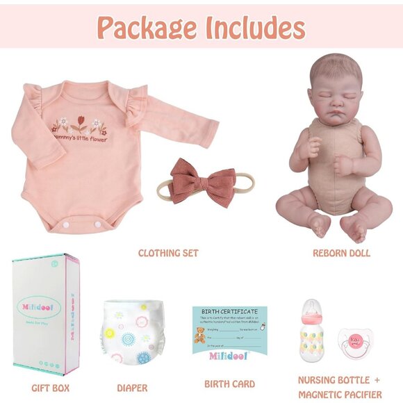 20 Inch Reborn Baby Doll Girl Realistic Lifelike Newborn Toy for Kids Age 3+ - Picture 5 of 9